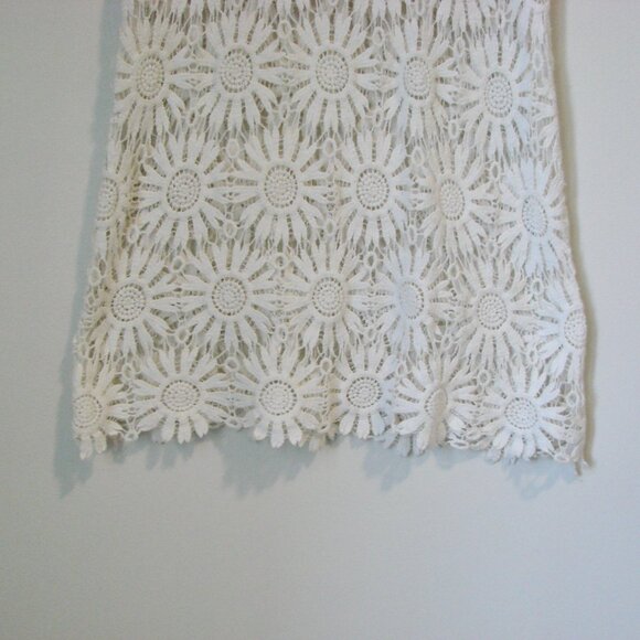 Forever 21 White Floral Crochet Lace Bathing Suit Bikini Cover Up Daisy Medium - Picture 13 of 13